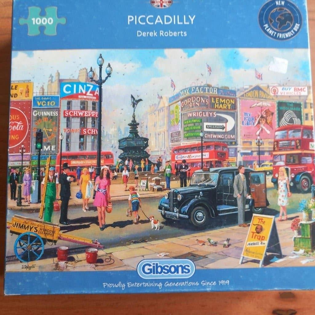Gibsons 1000 stukjes Puzzel Picadilly Derek Roberts, Ophalen of Verzenden, 500 t/m 1500 stukjes, Zo goed als nieuw, Legpuzzel