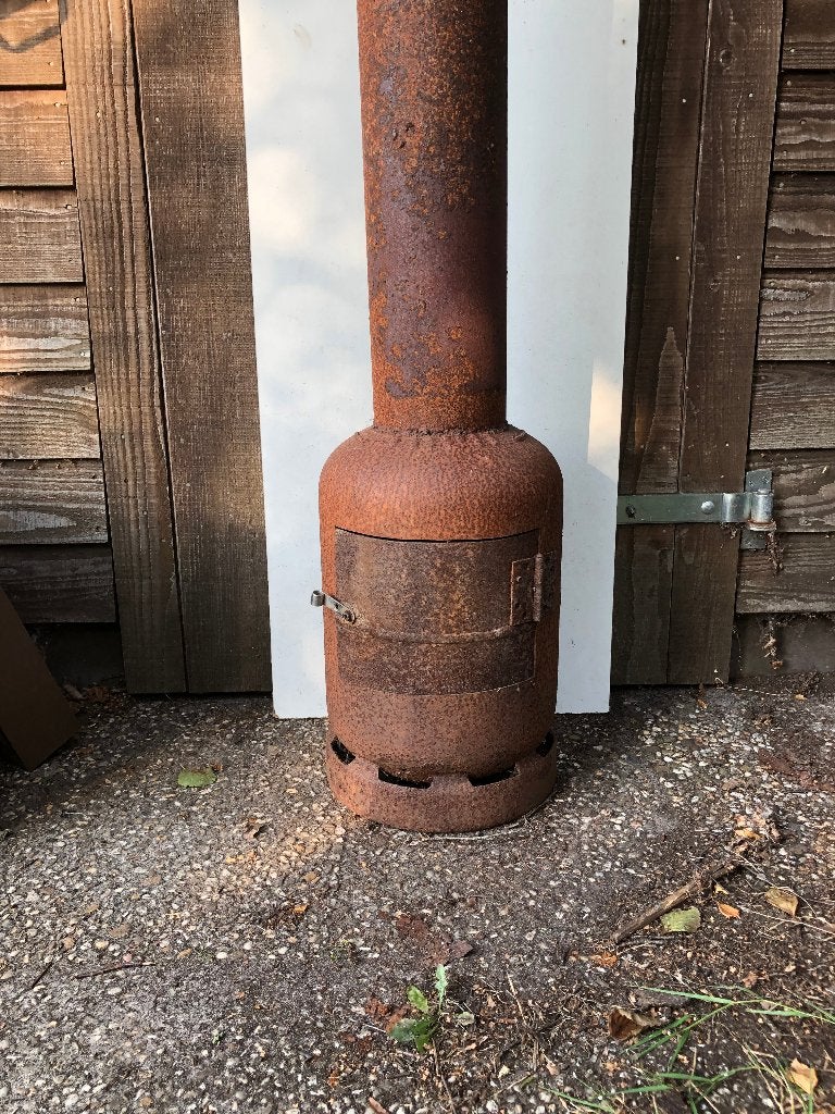 Terraskachel  terrashaard tuinkachel van een oude gasfles, Ophalen, Gebruikt