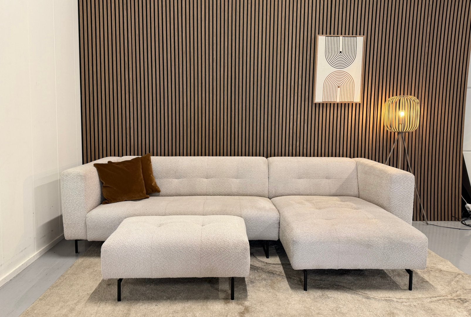 By Sidde - Borre - Hoekbank - Hocker - Beige / Creme, Huis en Inrichting, Ophalen of Verzenden, 150 cm of meer, Vierpersoons of meer