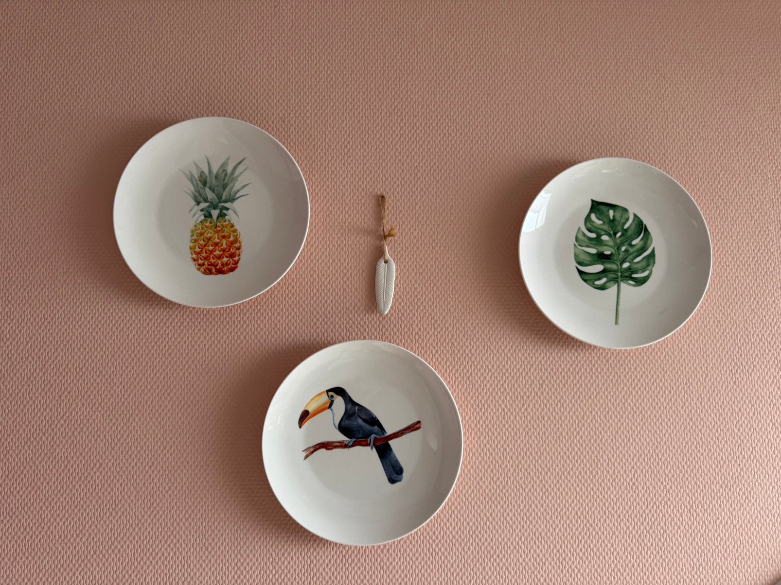 Wonder Wall decoration borden met tropische prints (4 stuks), Huis en Inrichting, Woonaccessoires | Wanddecoraties, Ophalen, Steen/keramiek