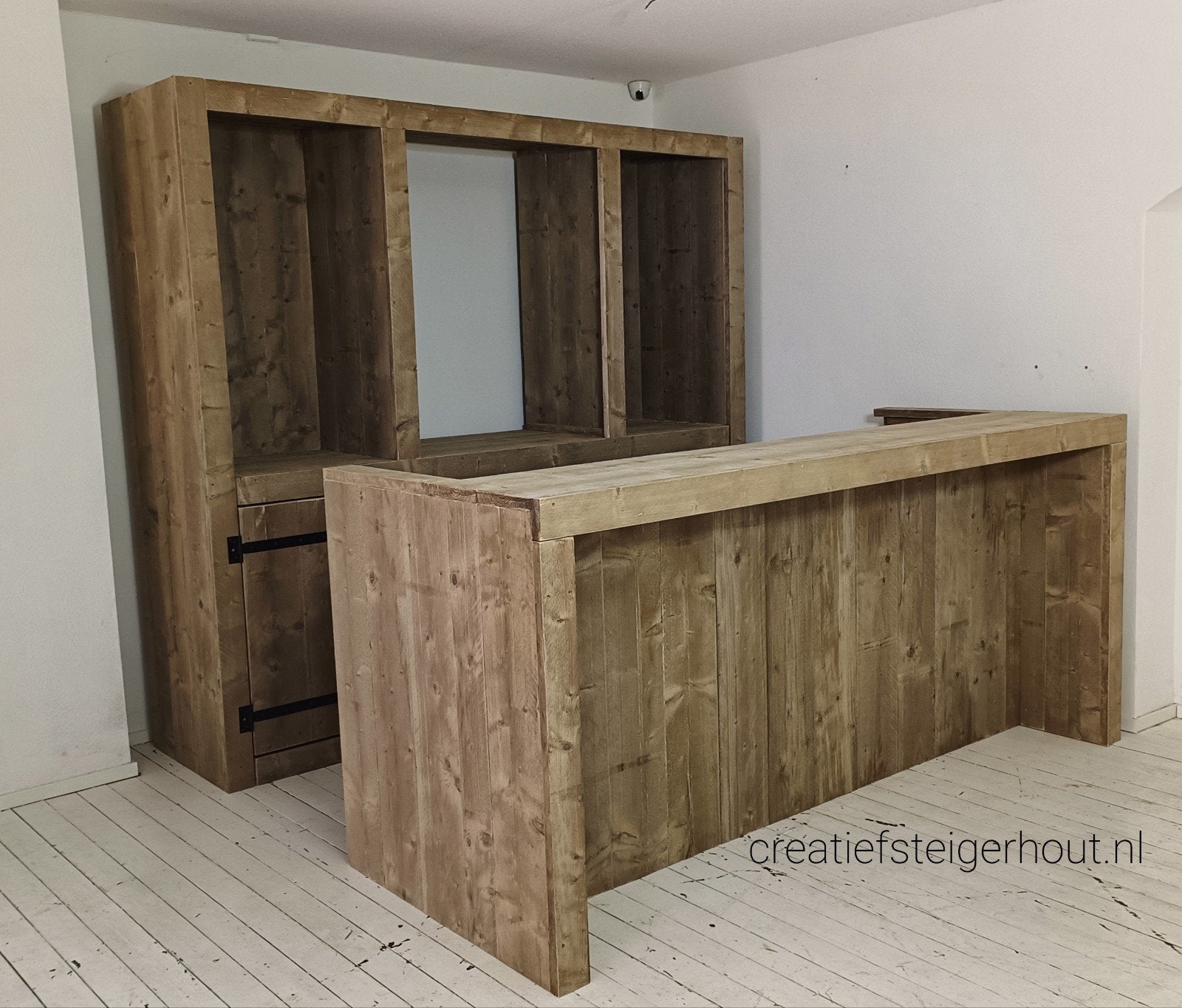 Bar met achterwand kast steigerhout mancave toonbank bali, Verzenden, Nieuw