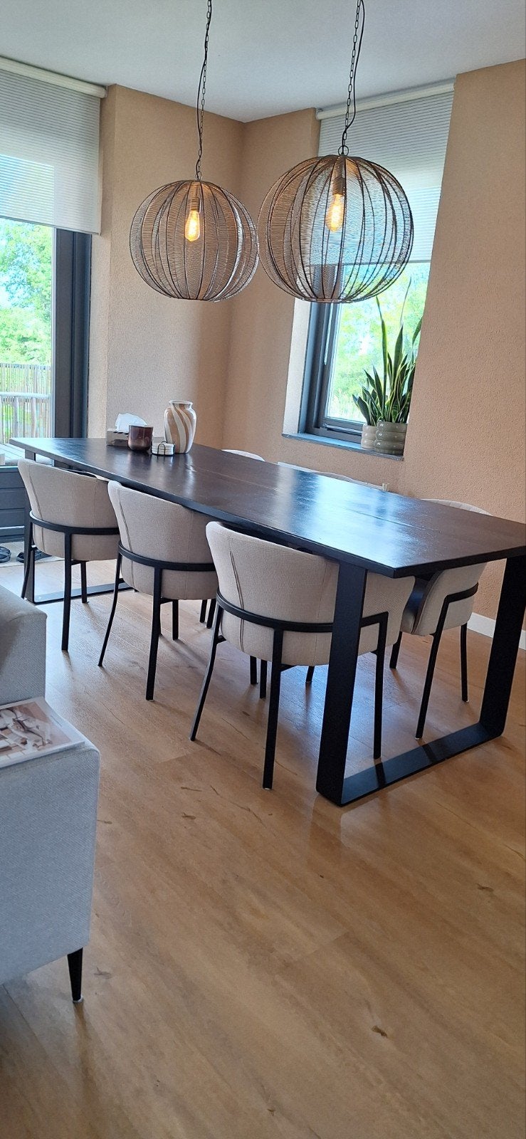 Eethoek tafel + 6 stoelen, Ophalen, 200 cm of meer, 50 tot 100 cm, Zo goed als nieuw