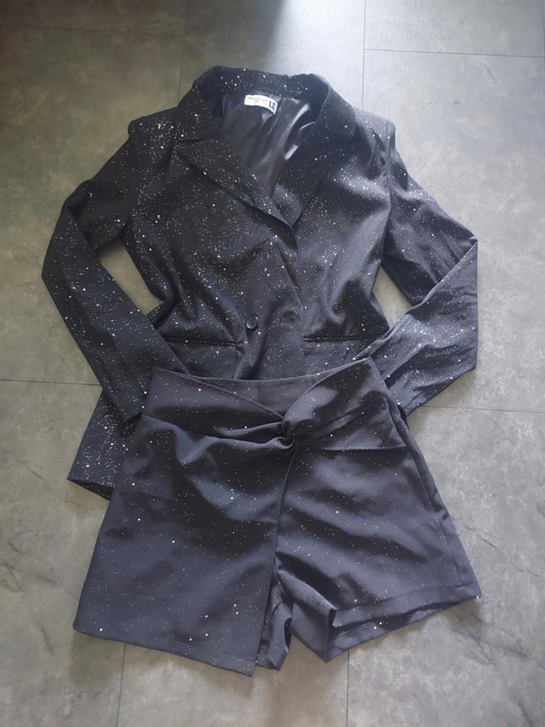 Blazerset maat M glitter, Maat 38/40 (M), Zwart, Nieuw, Ophalen of Verzenden