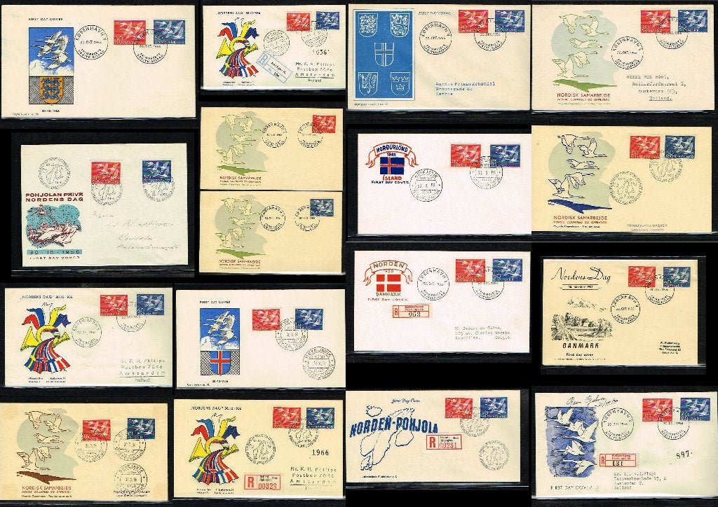 99x ++ FDC's Europa: NORDEN meelopers [X65], Postzegels en Munten, Ophalen of Verzenden, Europa