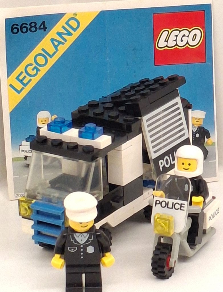 LEGO Legoland 6684 Politiebusje en Motor (1988), Gebruikt, Lego, Ophalen of Verzenden, Compleet