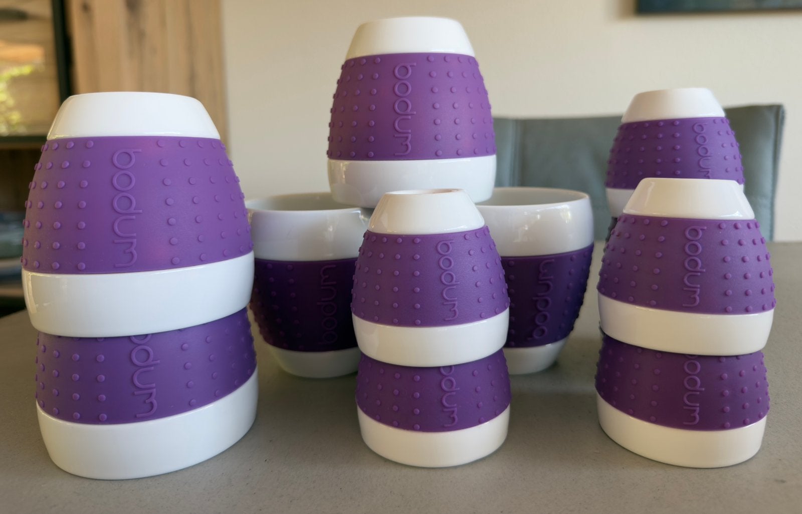 bodum koffie mokken en espresso kopjes, paars !, Ophalen of Verzenden, Gebruikt, Overige stijlen, Mok