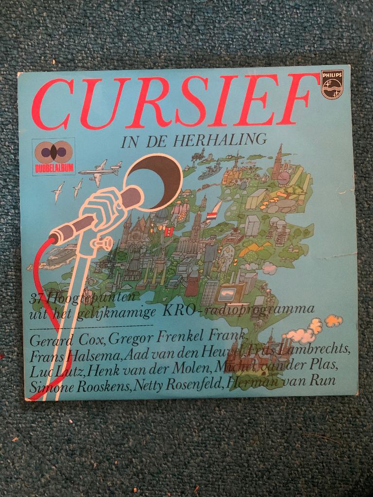 LP Cursief - In de Herhaling Dubbelalbum Philips KRO Omroep, Verzamelen, Ophalen of Verzenden, Gebruikt, Tv, Overige typen