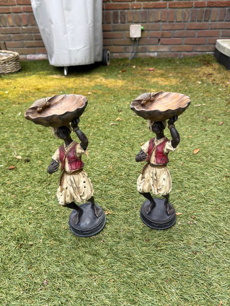 2x antieke poppetjes met schaaltje’s, Ophalen of Verzenden
