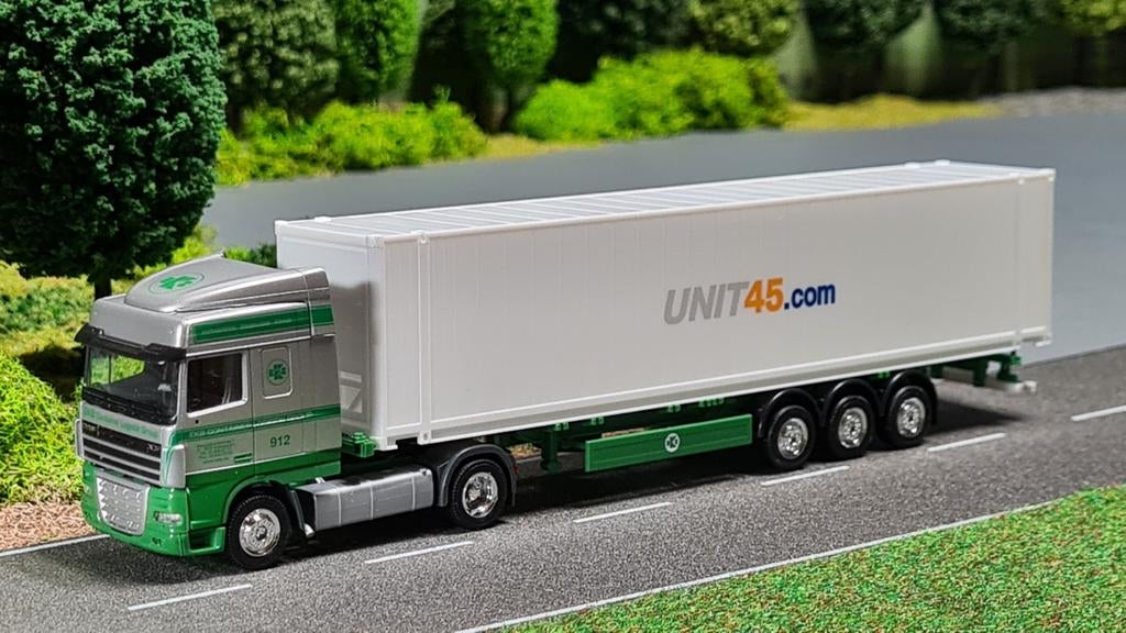 071 Herpa EKB Daf XF105 Unit 45 reefer container trailer, Ophalen of Verzenden, Nieuw, Bus of Vrachtwagen, Herpa