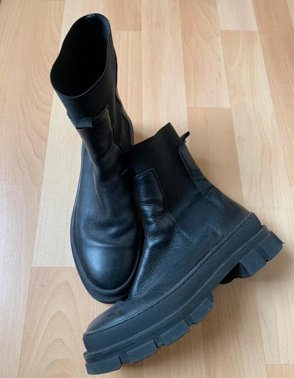 Leren halfhoge instappers zwart maat 41, Kleding | Dames, Ophalen of Verzenden, Zo goed als nieuw, Instappers, Zwart