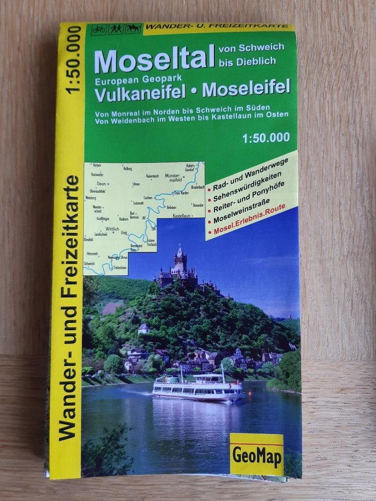 Landkaart Moezel 1:50.000 plastic+Wandeltochtenboek in Duits, Overige merken, Fiets- of Wandelgids, Europa, Ophalen of Verzenden