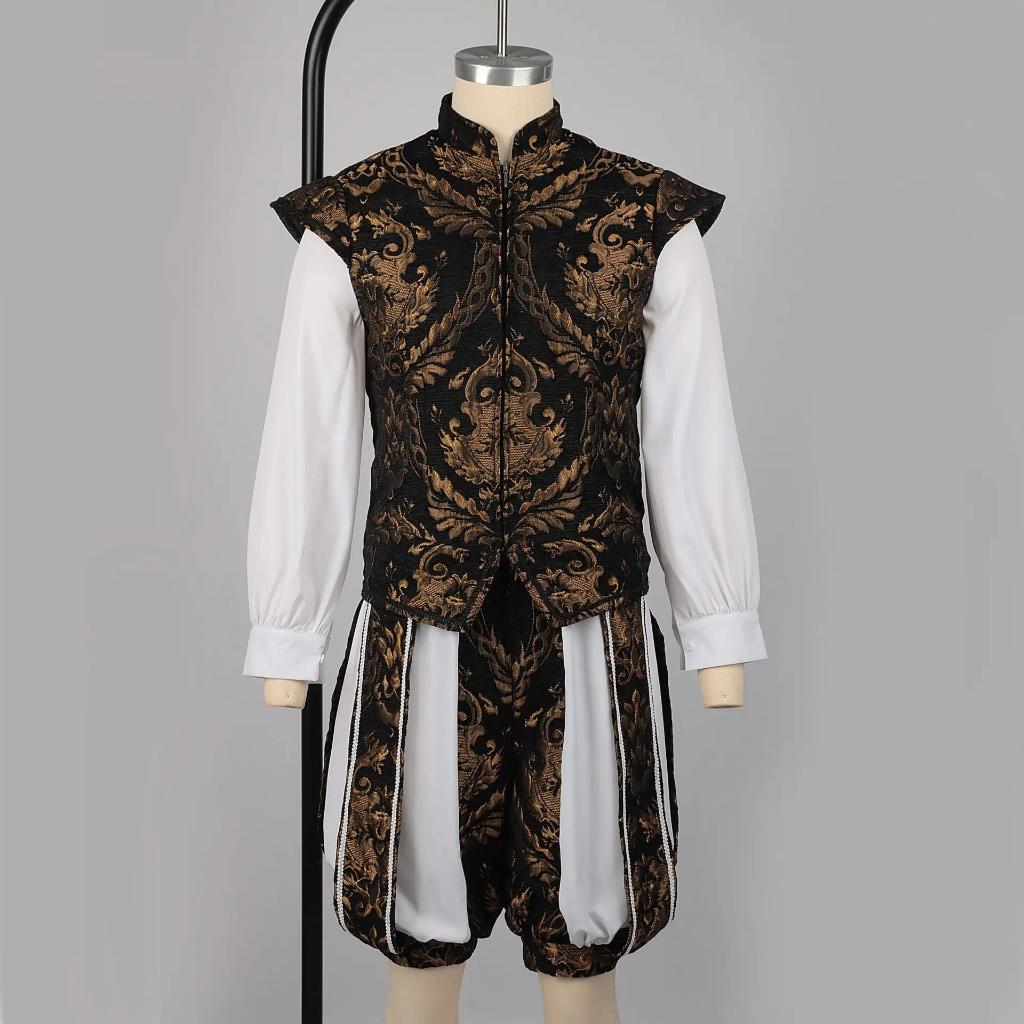 Zwart gouden heren renaissance kostuum victoriaans, Kleding | Heren, Verzenden, Nieuw, Overige maten, Kleding