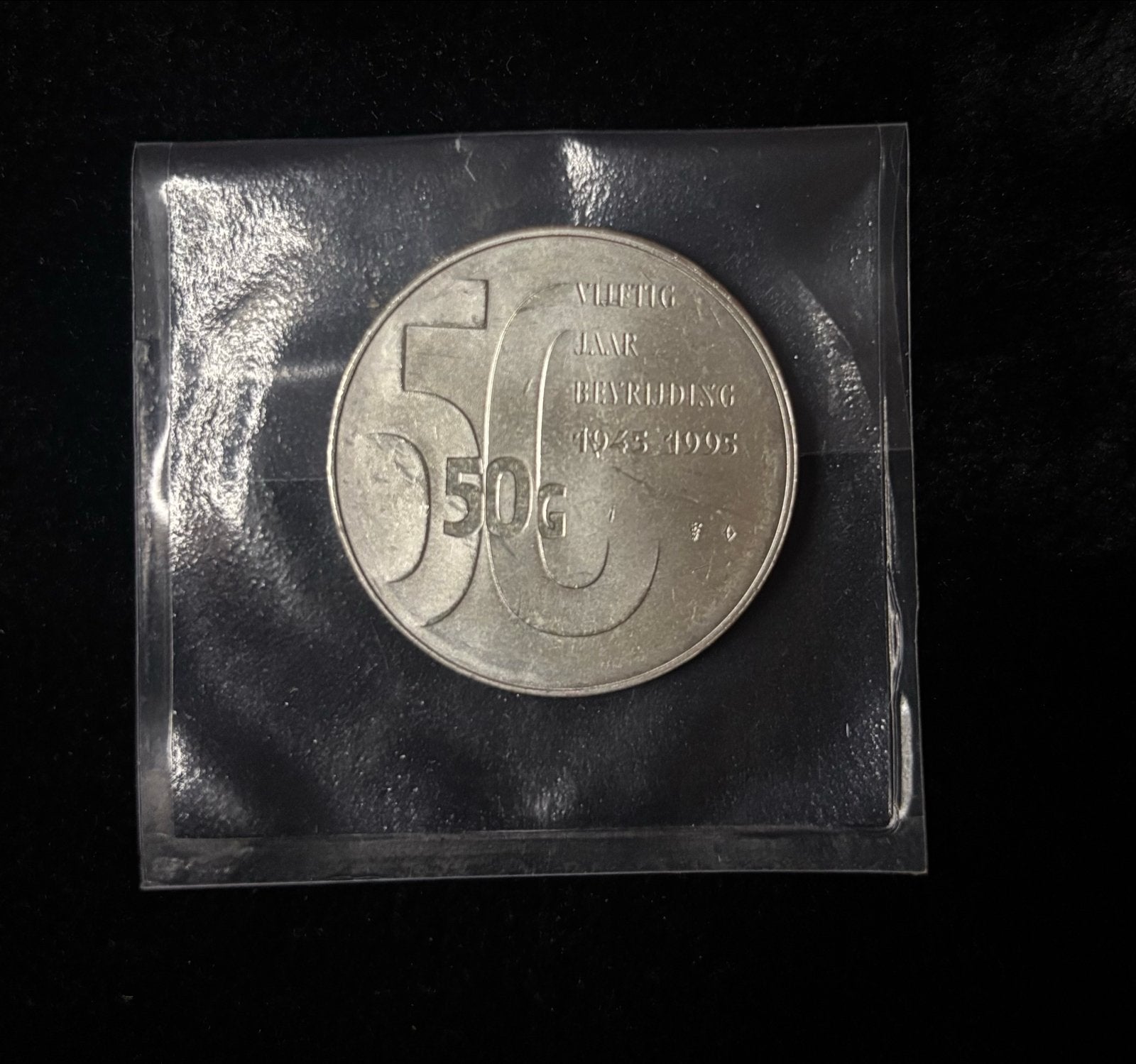 50 Gulden Bevrijdingsmunt 1945-1995 Koningin Beatrix, Ophalen, Koningin Beatrix, 50 gulden, Losse munt