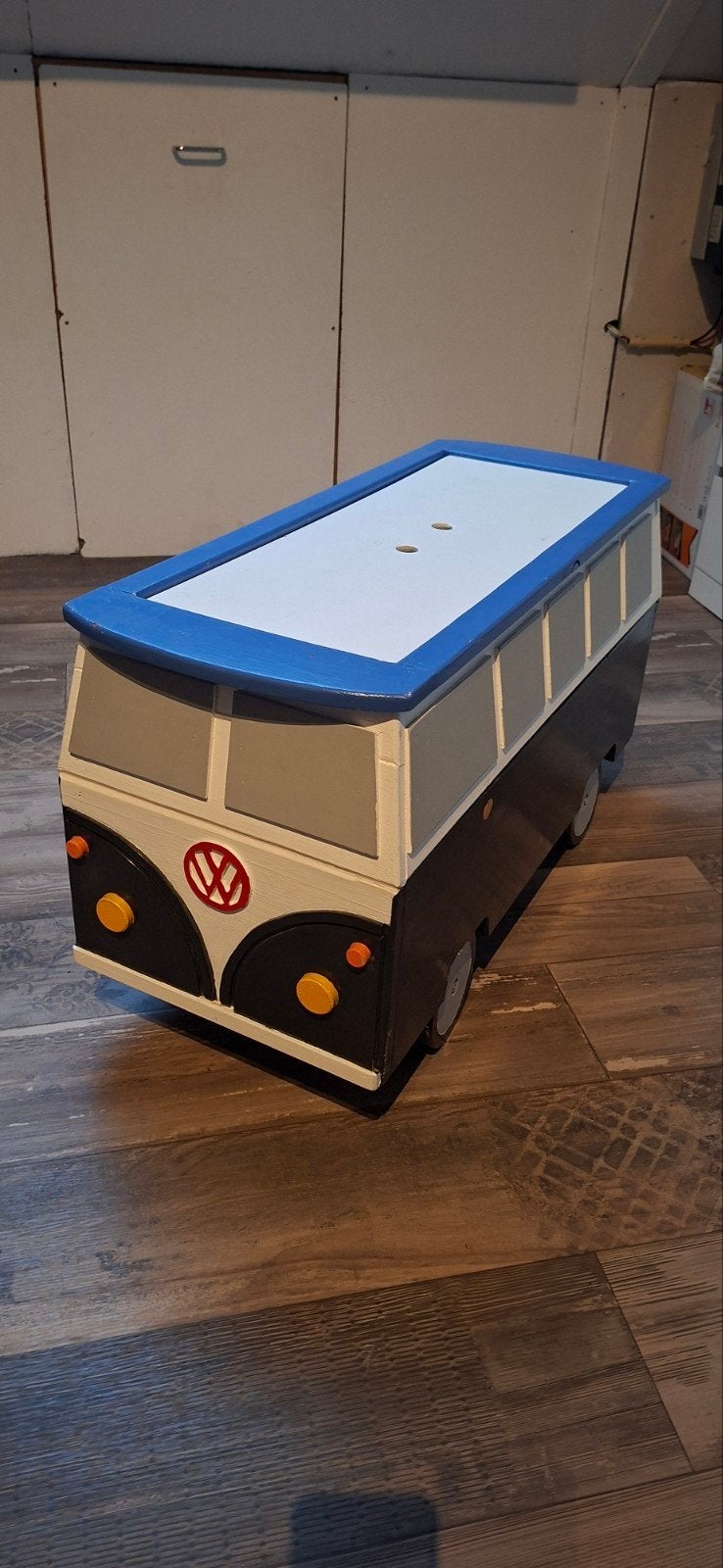 Unieke handgemaakte VW bus speelgoedkist/opbergkist, Ophalen, Gebruikt