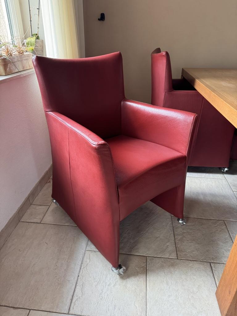 Vier leren eetkamerstoelen in een prima conditie, Ophalen, Leer, Zo goed als nieuw, Vier