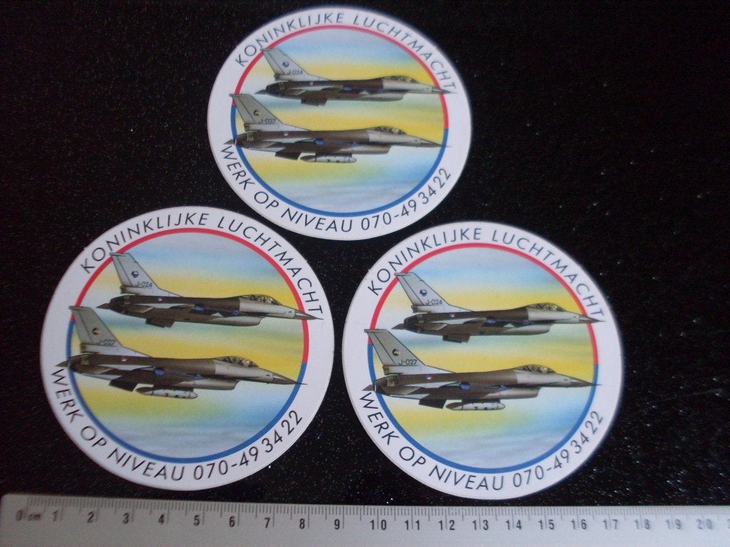 3x sticker koninklijke luchtmacht werk op niveau J-027 J-024, Verzamelen, Verzenden, Zo goed als nieuw, Bedrijf of Vereniging