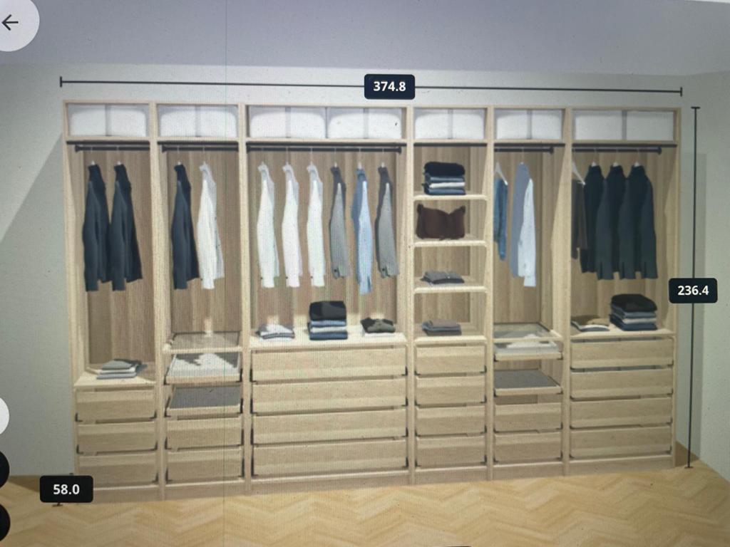 IKEA PAX Kledingkast met wit gelazuurd eikeneffect, Huis en Inrichting, Kasten | Kledingkasten, Ophalen, Nieuw, 200 cm of meer