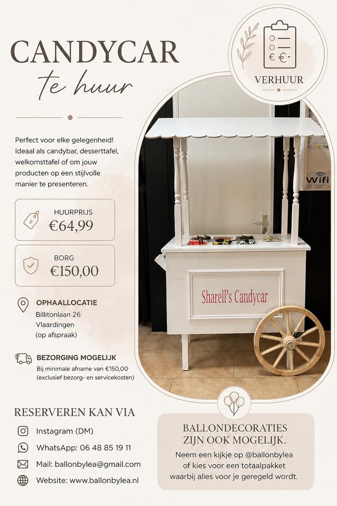 Candycar te huur, Ophalen of Verzenden