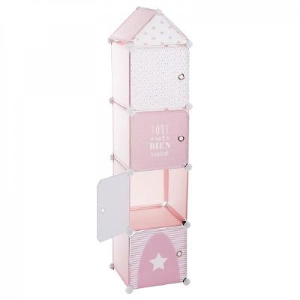 Roze 4 vaks opbergkast, Kinderen en Baby's, Kinderkamer | Commodes en Kasten, Nieuw, 105 cm of meer, Ophalen of Verzenden, Minder dan 50 cm