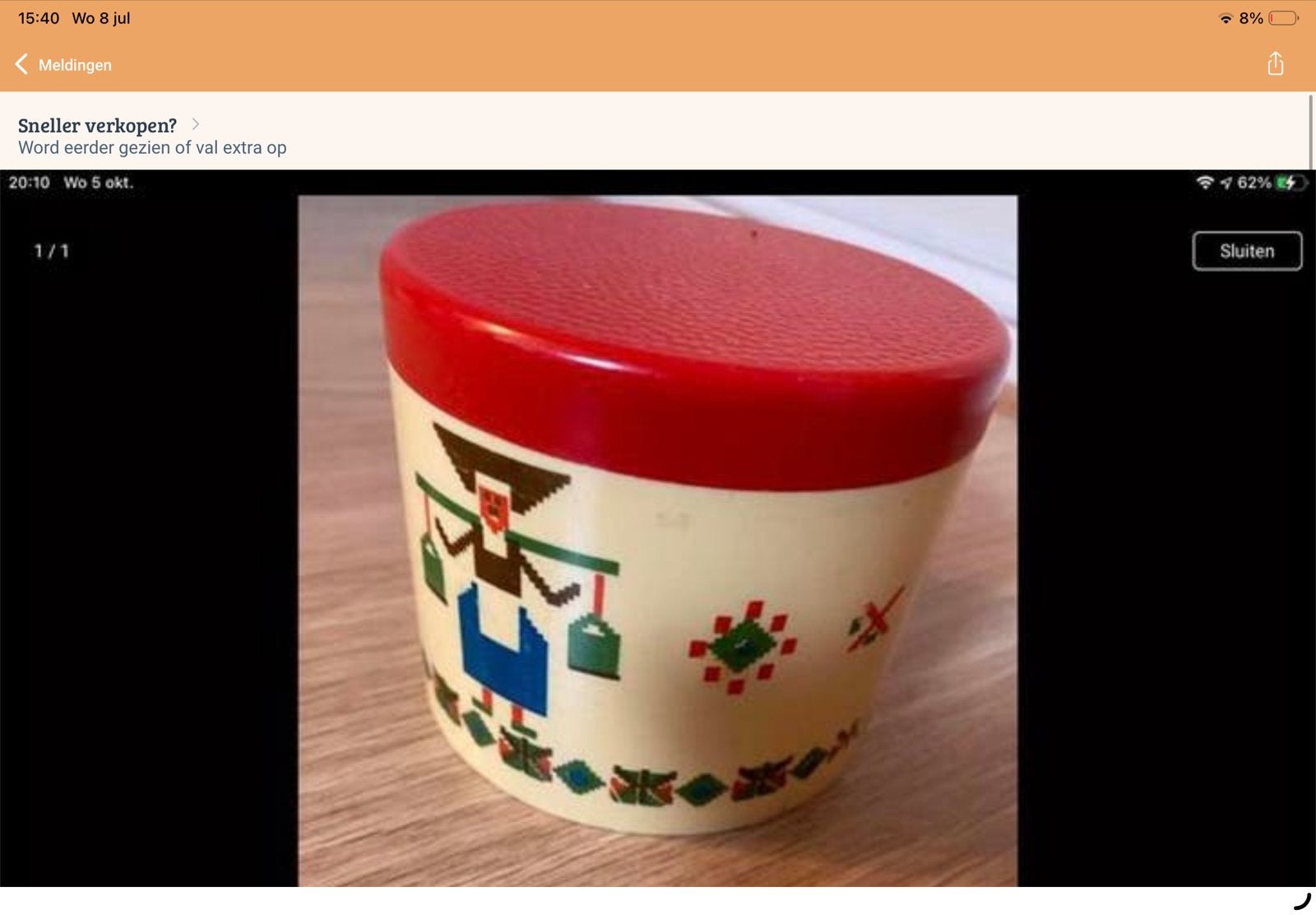 Vintage blikje met boerin decoratie, Ophalen of Verzenden