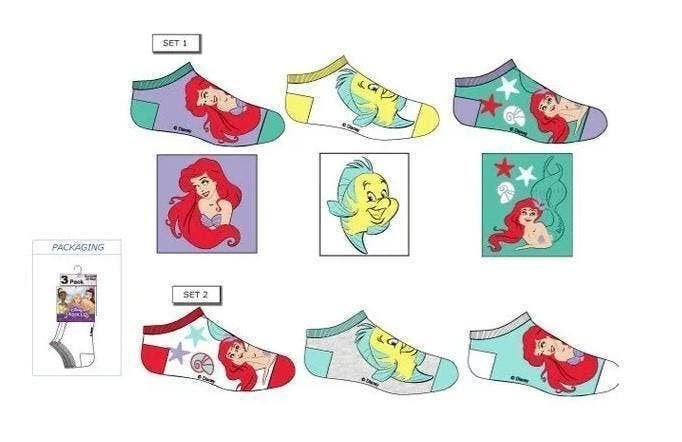 3 paar Disney Princess Ariel Sneakersokken - Mt 23/26-27/30, Meisje, Nieuw, Ophalen of Verzenden, Nvt