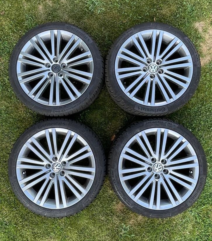 VW Polo 6R 17 inch MONTANI /RONALvelgen Conti winterbanden, Ophalen, Banden en Velgen, 17 inch, Winterbanden