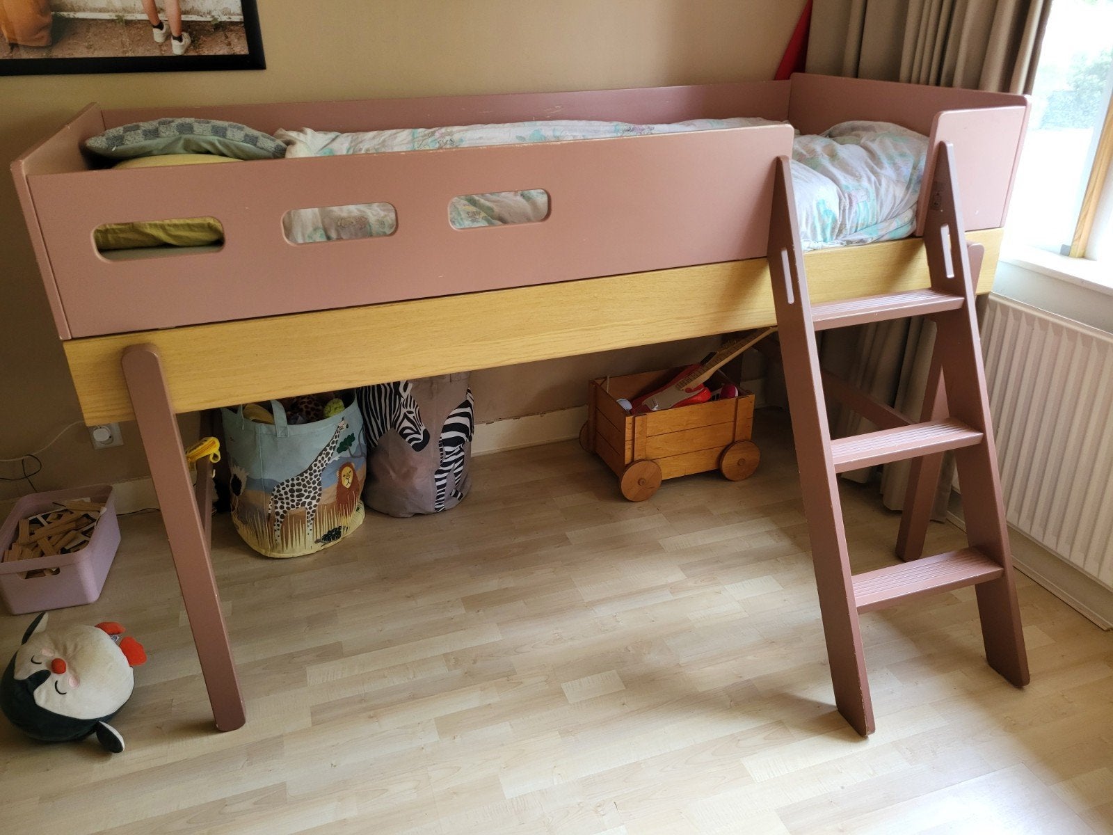 Kinderbed, half hoogslaper/bureau/ladekast - kinderkamer set, Ophalen, 85 tot 100 cm, Gebruikt, Hoogslaper of Stapelbed