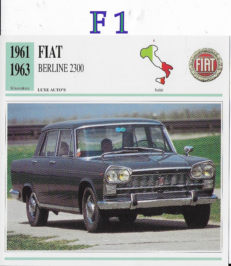 F1 autokaart fiat berline 2300 ( 1961 - 1963), Ophalen of Verzenden, Zo goed als nieuw, Auto's