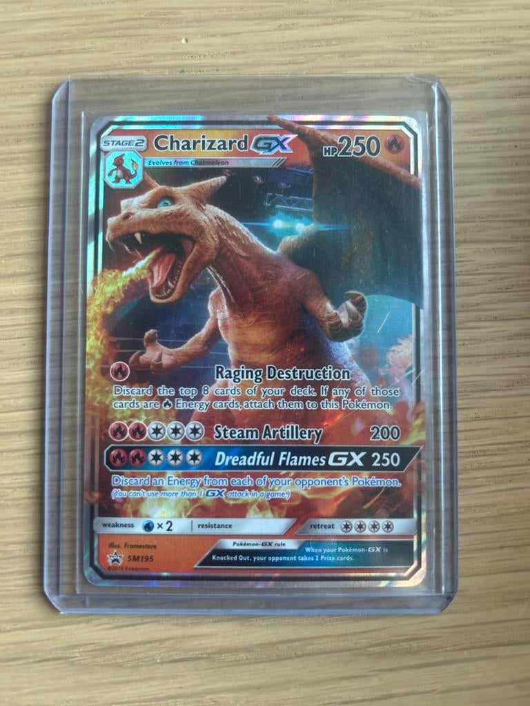 Charizard GX SM195 Pokémon Kaart - Full Art Promo, Verzenden, Zo goed als nieuw, Losse kaart, Foil