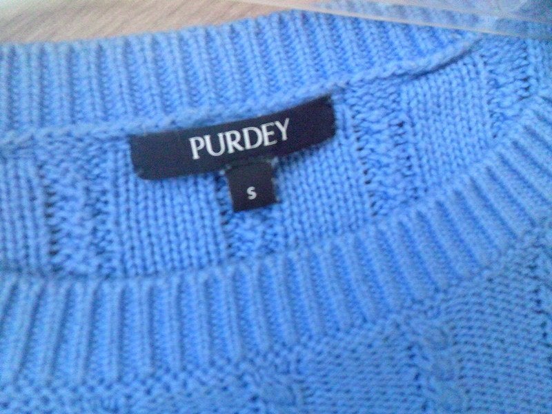 PURDEY blauwe katoenen trui met kabeltjes S, Ophalen of Verzenden, Gedragen, Maat 36 (S), Zwart