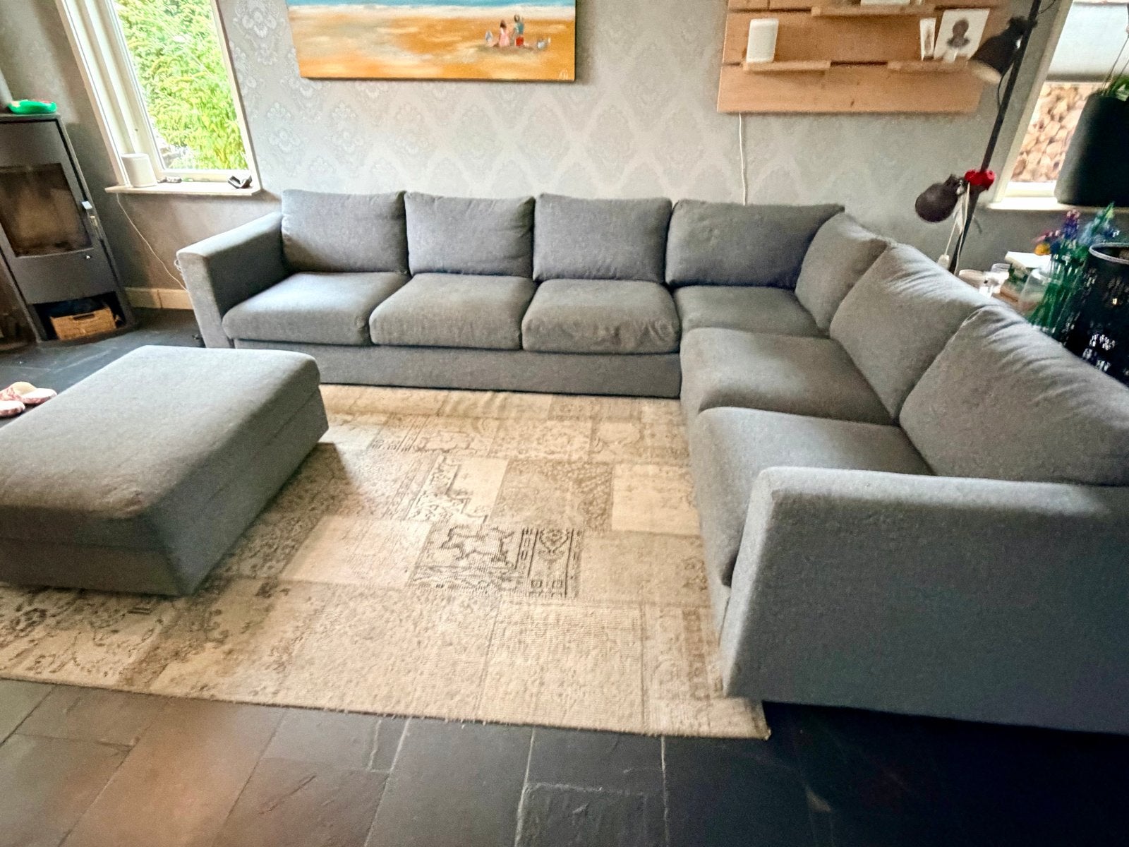 IKEA VIMLE Hoekbank met poef - 3.20x2.50m, Ophalen, Gebruikt, Stof