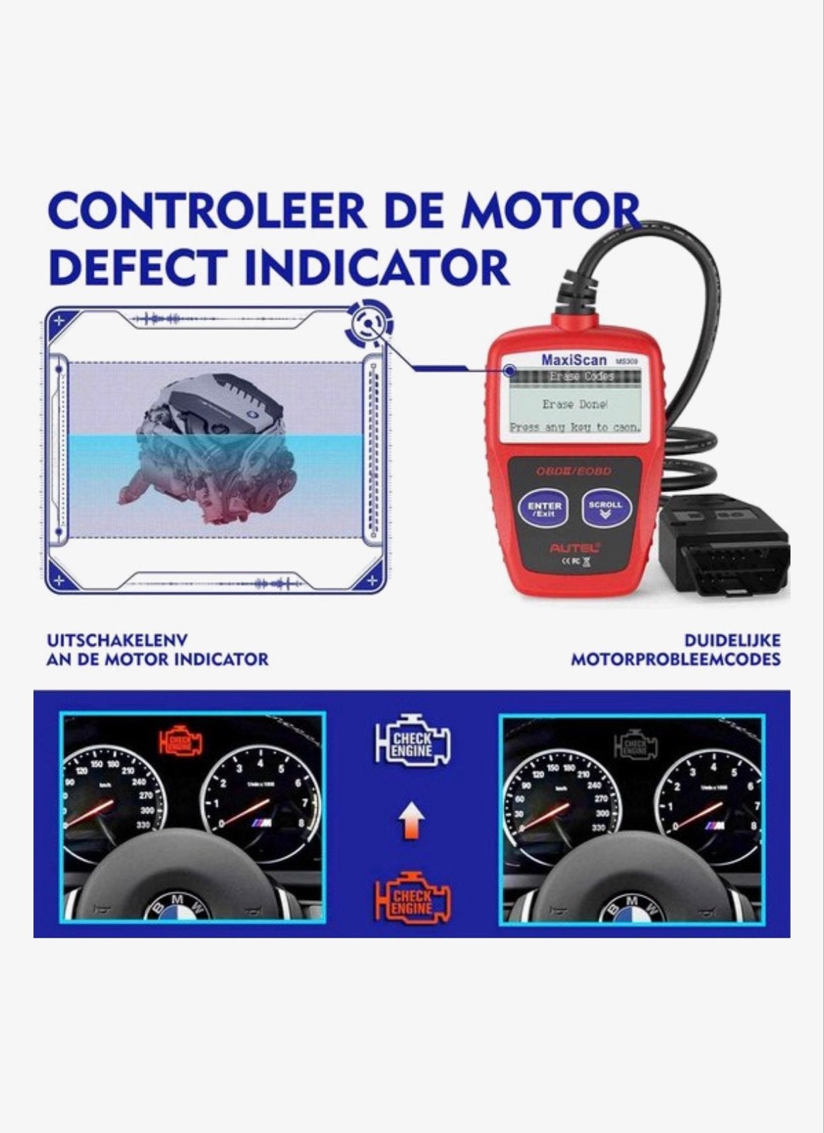 OBD2 Scanner Universeel - Auto Uitleesapparaat - Plug & Play, Ophalen, Nieuw