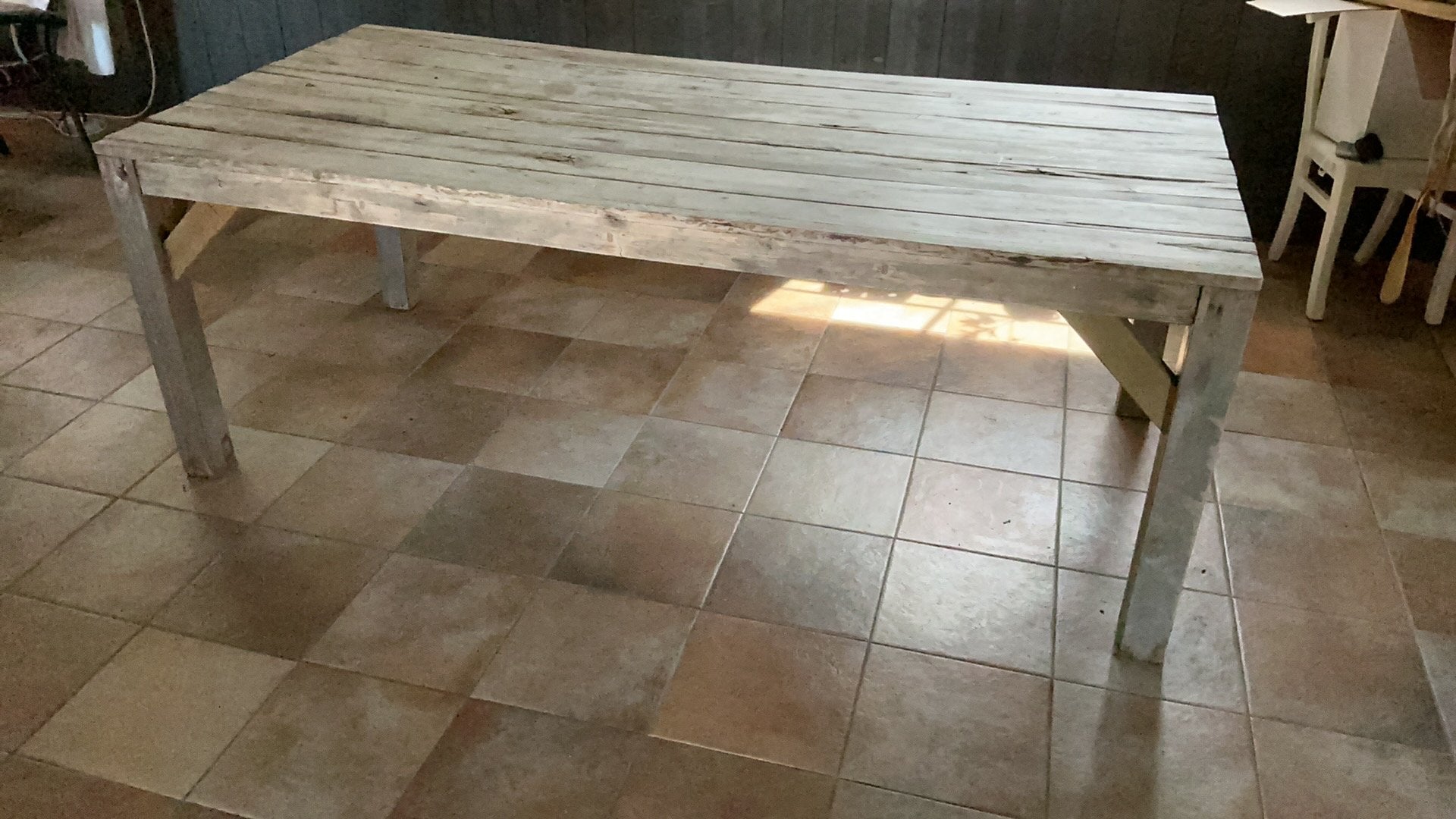 Grote oude tuintafel,  gratis, Tuin en Terras, Tuintafels, Ophalen, Gebruikt, Rechthoekig, Hout