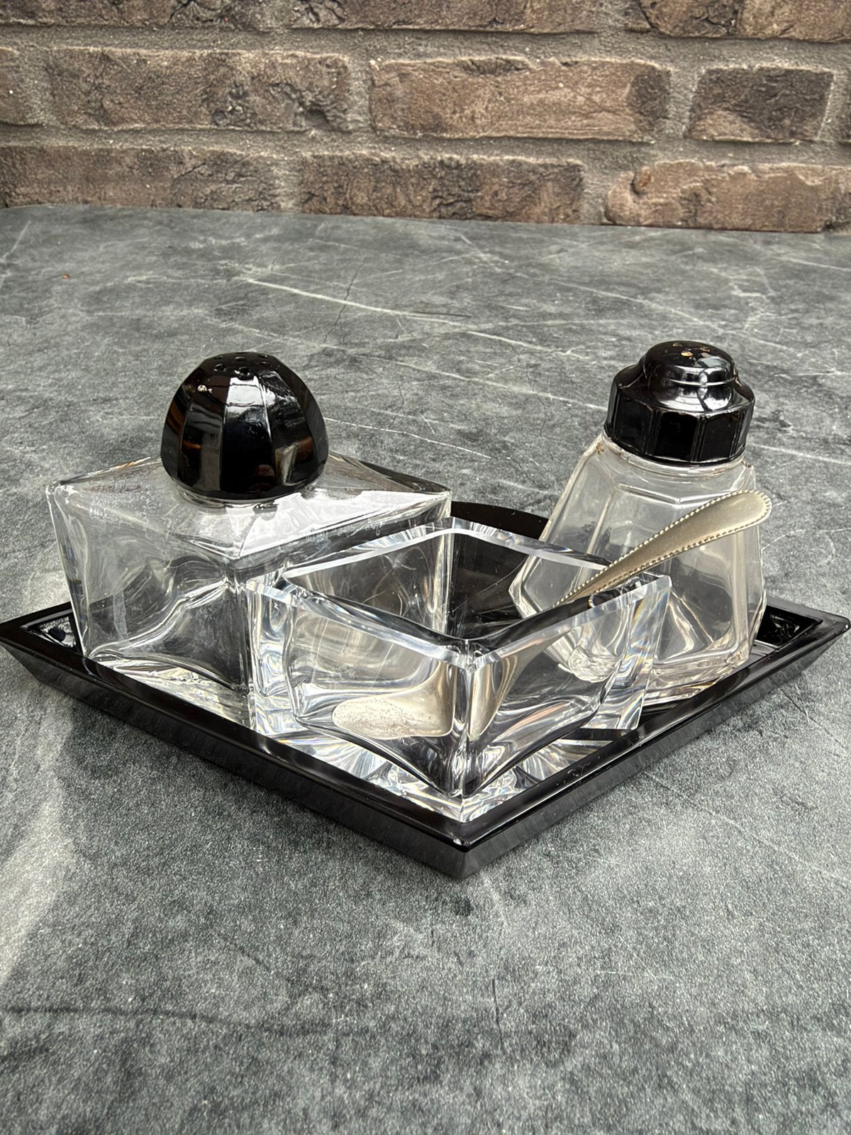 Prachtige Antieke Art Deco Menage-set/Peper- en Zoutstel, Ophalen of Verzenden