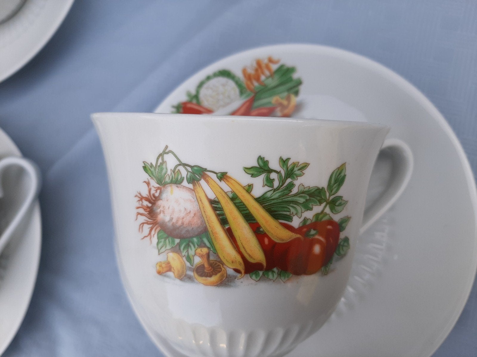 2 vintage soepkommen met schotel / Italiaans Monopoli, Ophalen of Verzenden