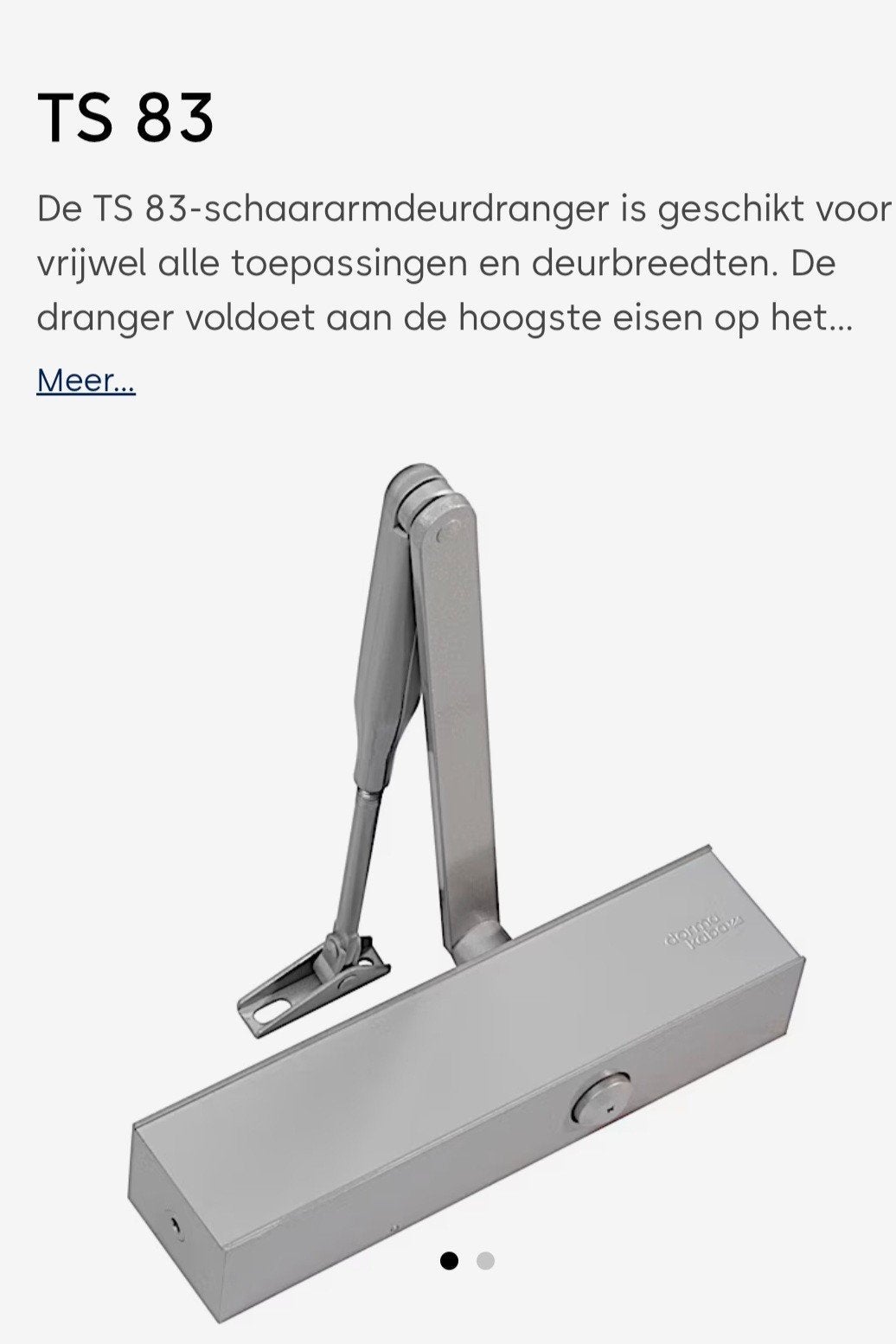 Dranger voor een deur TS83 DORMAKABA, Ophalen of Verzenden, Nieuw, Slot