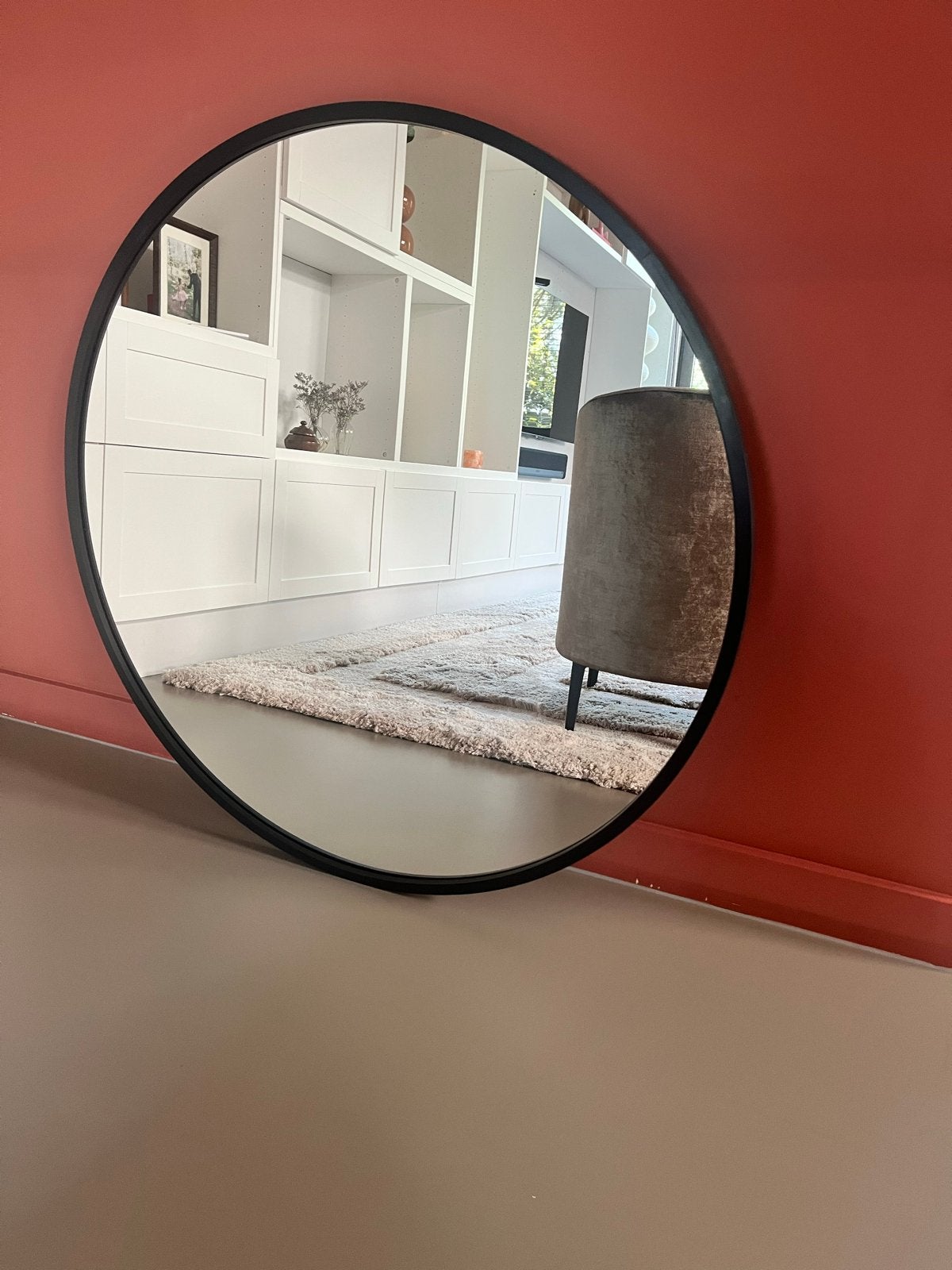 Ronde spiegel - Umbra Design Paul Rowan, Ophalen, Rond, Zo goed als nieuw, 75 tot 100 cm