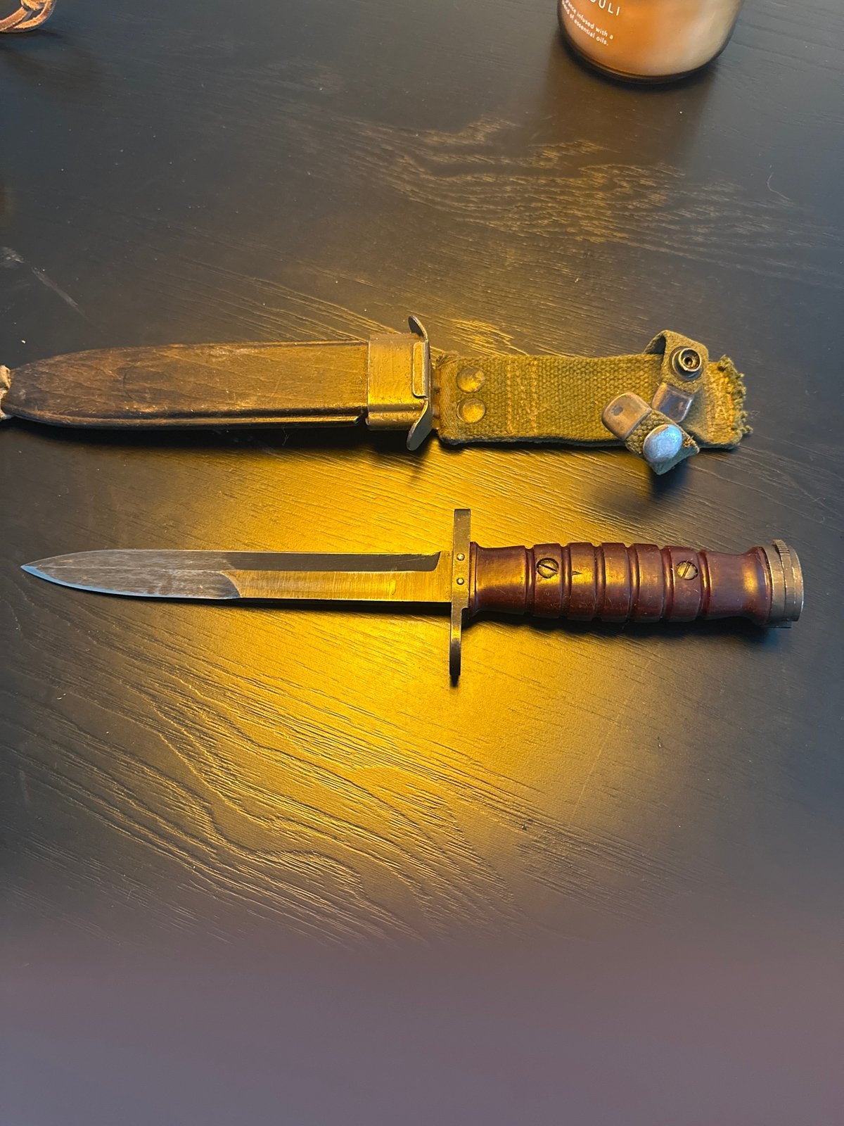 Originele M4 M8A1 Bajonet met Schede - Nederlandse Landmacht, Verzamelen, Ophalen of Verzenden, Landmacht, Nederland, Mes of Dolk
