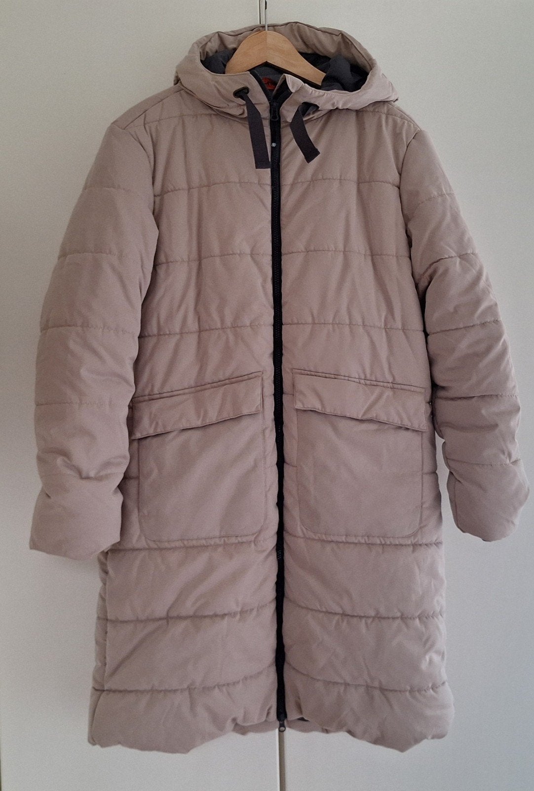 Life-Line Lange Winterjas - Maat L - Zo goed als nieuw, Maat 38/40 (M), Beige, Ophalen of Verzenden, Zo goed als nieuw