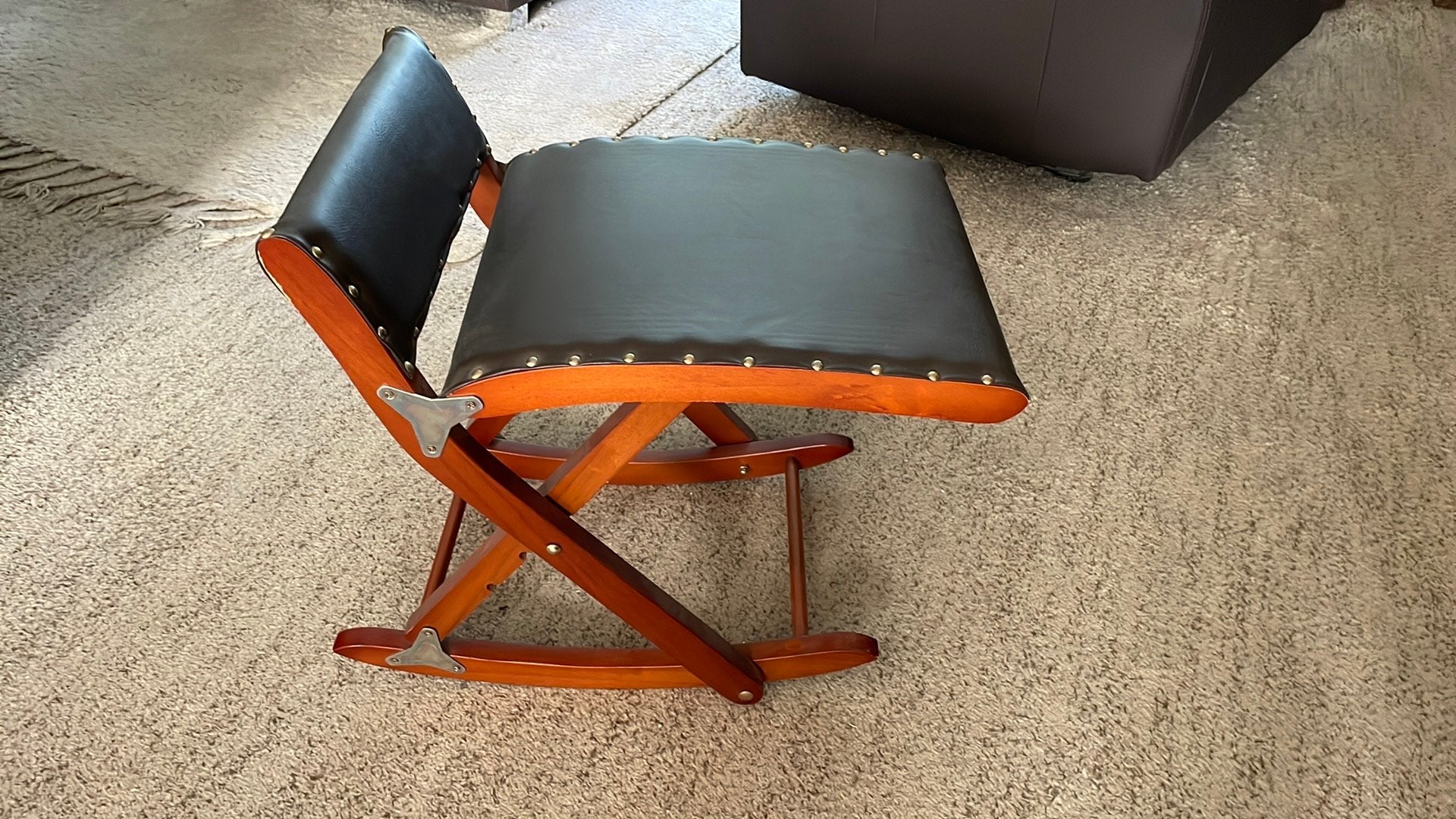 Vintage beenschommel voetenbankje, Huis en Inrichting, Banken | Voetenbanken en Poefen, Ophalen, Gebruikt, Rechthoekig, Minder dan 50 cm