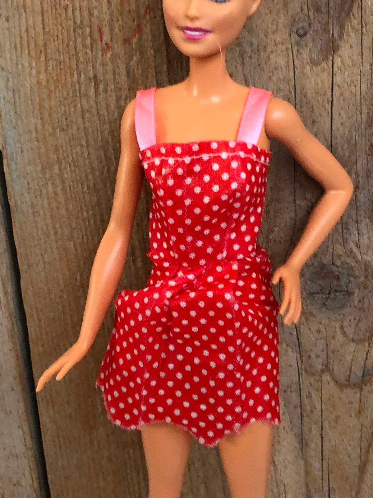 Rood wit stippen jurk Barbie formaat, Ophalen of Verzenden, Zo goed als nieuw, Barbie