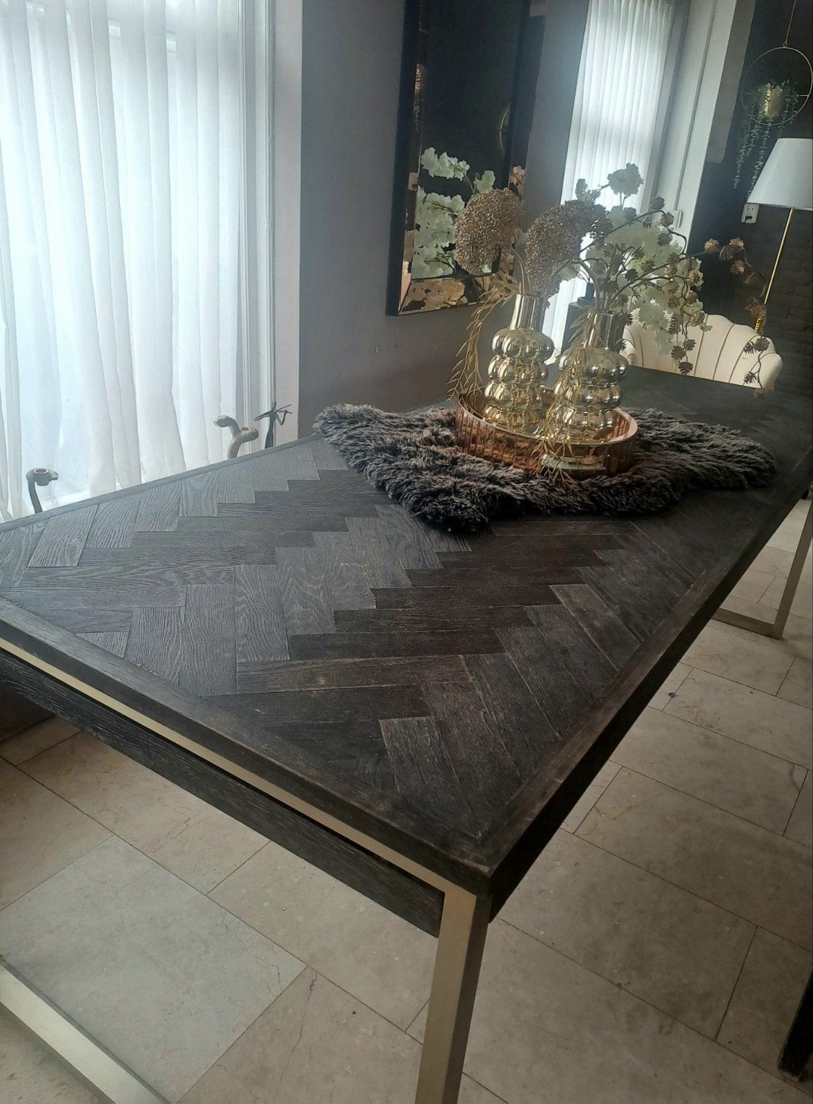 eettafel visgraat, Huis en Inrichting, Tafels | Eettafels, 200 cm of meer, Zo goed als nieuw, Rechthoekig, 50 tot 100 cm