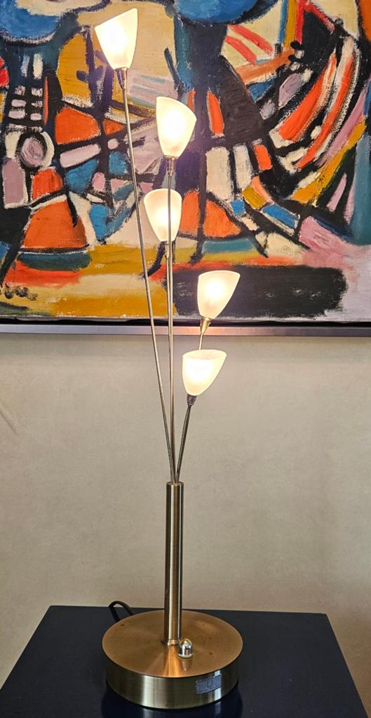 Jan de Bouvrie Tafellamp met Vijf Lichtpunten, Ophalen, Gebruikt, 50 tot 75 cm, Glas