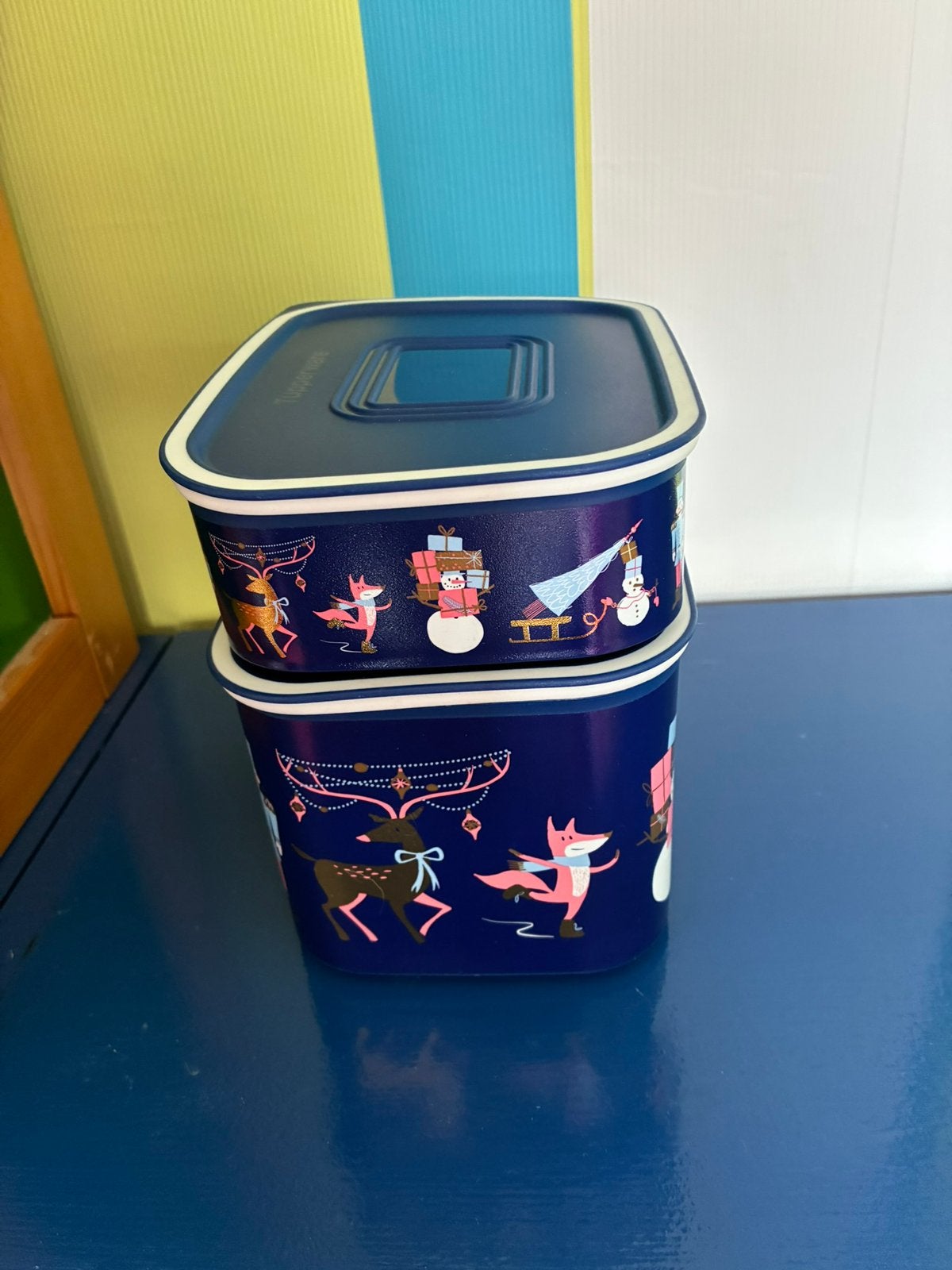 077 Nieuwe trommels van Tupperware kerst 2 stuks, Nieuw, Luchtdicht, Bus of Trommel, 1300 ml