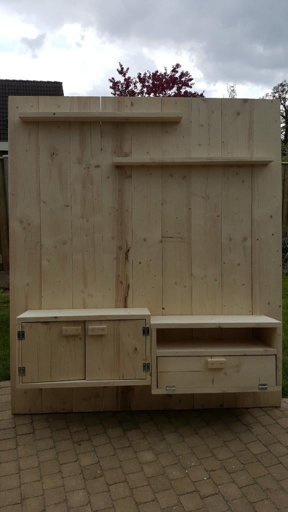 Tv wandmeubel steigerhout, Huis en Inrichting, Kasten | Wandmeubels, Ophalen, Zo goed als nieuw, 25 tot 50 cm, 150 tot 200 cm