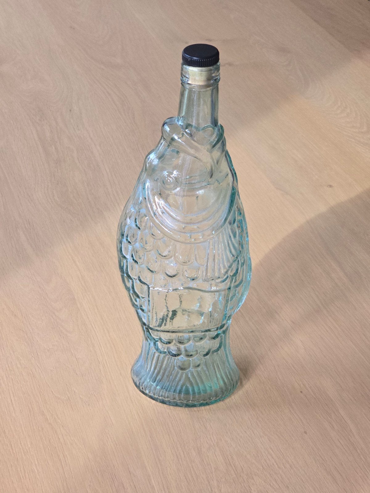 vintage decoratieve Franse glazen fles in de vorm van vis, Ophalen of Verzenden