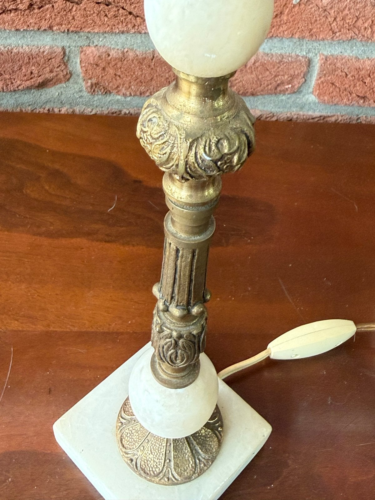 Antieke Vintage Tafellamp met Marmeren Voet, Antiek en Kunst, Ophalen of Verzenden