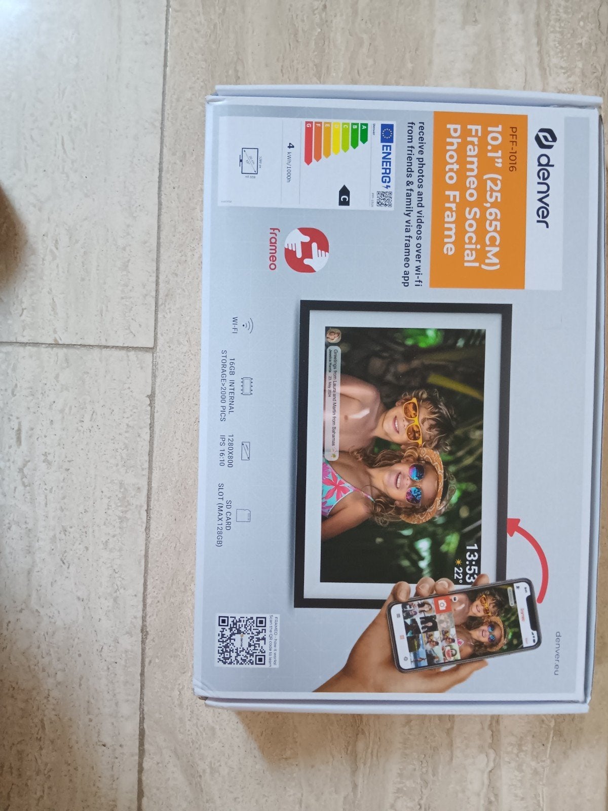 Denver Frameo PFF-1016 Sociale Fotolijst 10.1" WiFi 16GB, Ophalen
