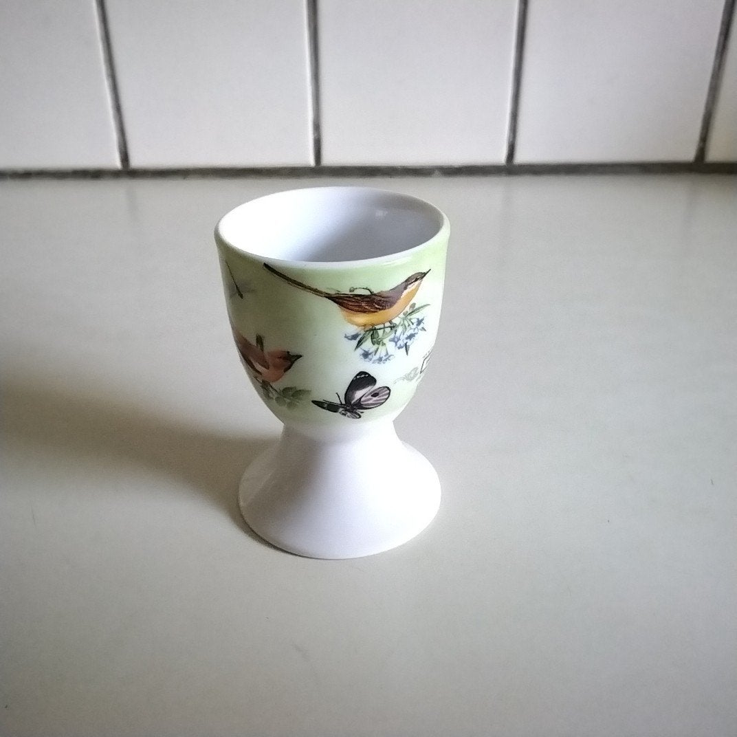 Duits eierdopje   G Wurm met irissen en vogel, Ophalen of Verzenden
