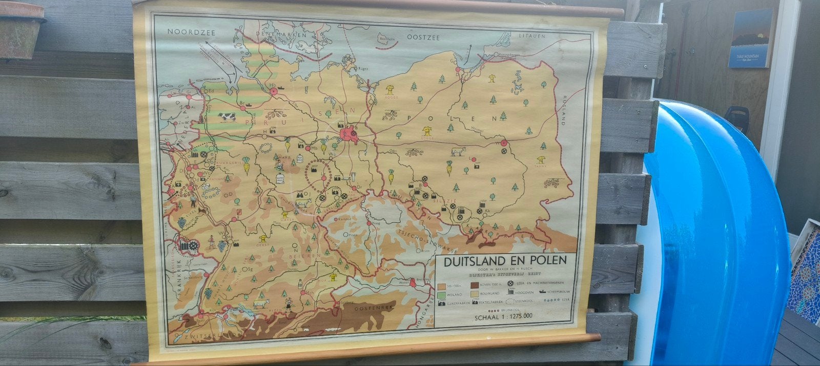 toffe vintage Wandkaart Duitsland Polen, Ophalen, Aardrijkskunde
